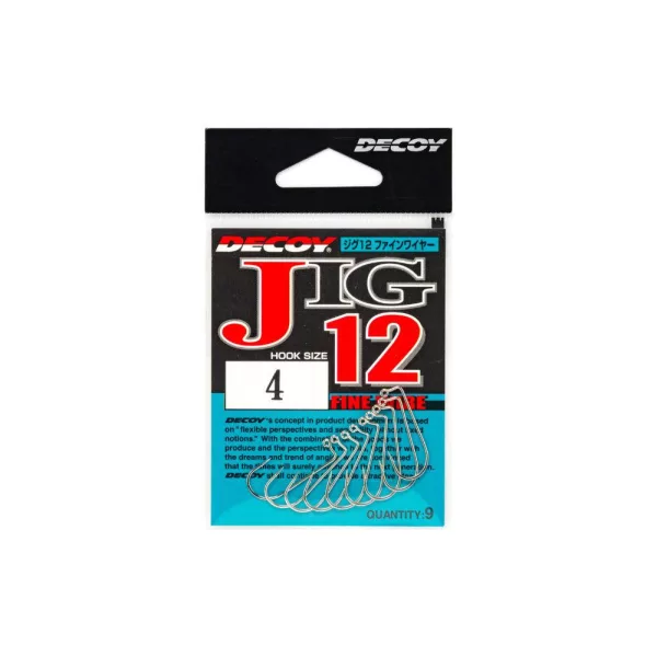 Decoy Jig12 Fine Wire #2/0 Füles Szakállas Egyágú Jig Horog 9db