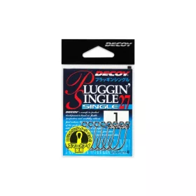   Decoy 27 Pluggin Single #1/0 Füles Szakállas Egyágú Ragadozóhalas Horog 8db