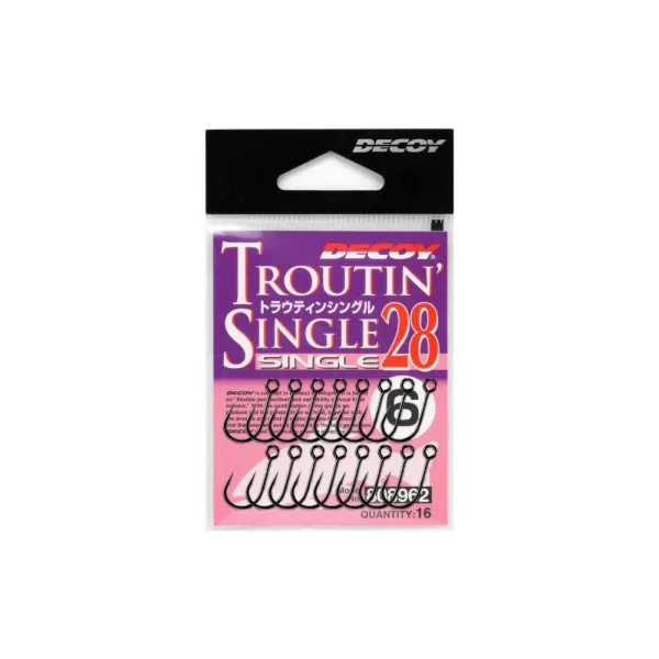 Decoy 28 Troutin Single #4 Füles Szakállas Egyágú Ragadozóhalas Horog 16db