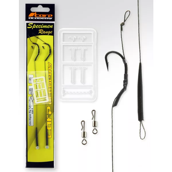 Carp Academy Line Aliger Rig Teflon Crna 2 2kom/pakiranje S ušicom Bodljikava Bojli udica