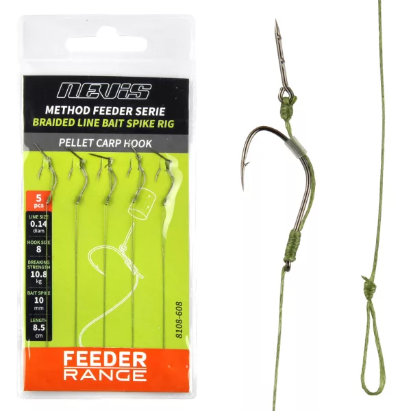 Nevis 6 Predvezani pleteni feeder predvez s trnom za mamac 5kom