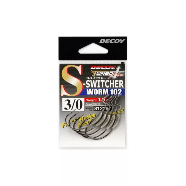 Decoy Worm 102 S-Swicher #5/0 2,2gr Súlyozott Offset Horog 4db