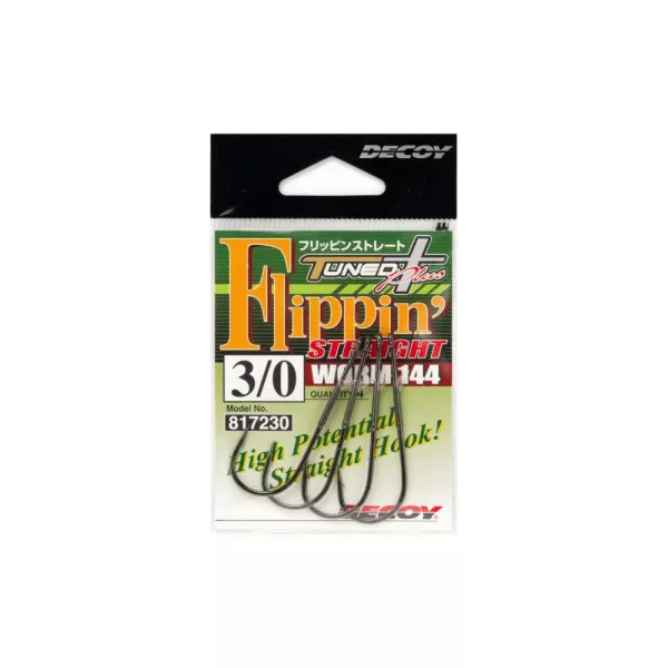 Decoy Worm 144 Flippin Straight #1/0 Füles Szakállas Egyágú Ragadozóhalas Horog 5db