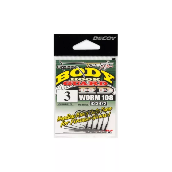 Decoy Worm 108 Body Guard HD #3 Füles Szakállas Egyágú Ragadozóhalas Horog 5db