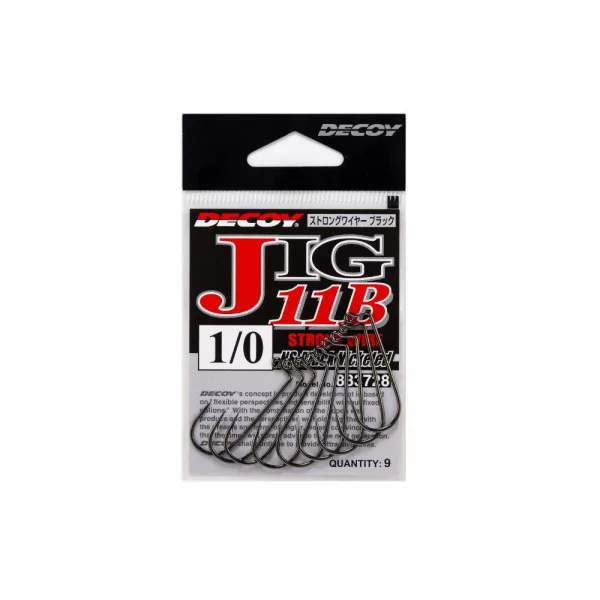 Decoy Jig11B Strong Wire Black #2 Füles Szakállas Egyágú Jig Horog 9db