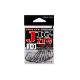   Decoy Jig11B Strong Wire Black #5/0 Füles Szakállas Egyágú Jig Horog 5db