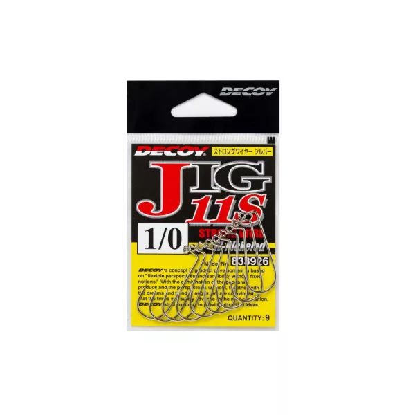 Decoy Jig11S Strong Wire Silver #2/0 Füles Szakállas Egyágú Jig Horog 8db