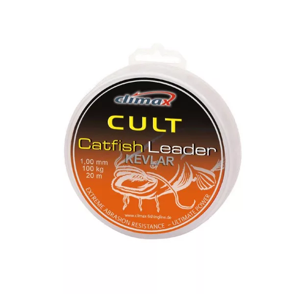 Climax Cult Catfish Kevlar Leader 20m 1,30mm 150kg Olive Green Harcsázó Fonott Előkezsinór