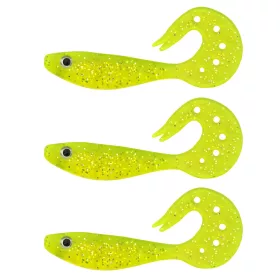   Nevis Twister Shad Vantage 9cm 6,56gr 3kom/pak /žuto-šljokice/ Plastični mamac