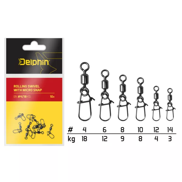 Delphin Okretna virbla sa mikro kopčom / 10kom 6/12kg