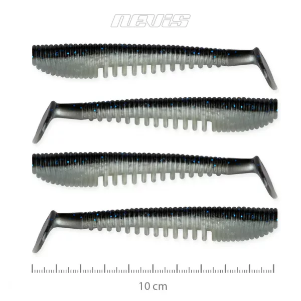 Nevis Impulse Shad 10cm 6,92gr 4kom/pak Crno-srebrna Plastična varalica