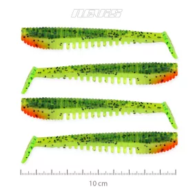   Nevis Impulse Shad 10cm 6,92gr 4kom/pak Zeleno-Narančasta šljokice Plastična varalica