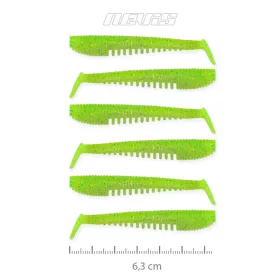   Nevis Impulse Shad 6,3cm 1,77gr 6kom/pak Fluo Zelena šljokice X2 Plastična varalica