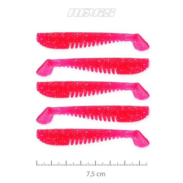 Nevis Impulse Shad 7,5cm 3,05gr 5kom/pak Roza Šljokice Plastična varalica