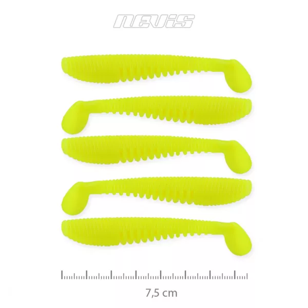Nevis Impulse Shad 7,5cm 3,05gr 5kom/pak Limun žuta Plastična varalica