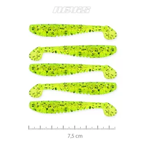   Nevis Impulse Shad 7,5cm 3,05gr 5kom/pak Fluo Zelena Šljokice Plastična varalica