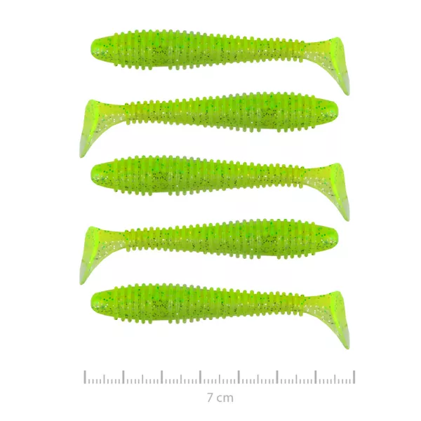 Nevis Vantage Swinger 7cm 2,96gr 5kom/pak Fluo Zelena Šljokica III. Plastični mamac