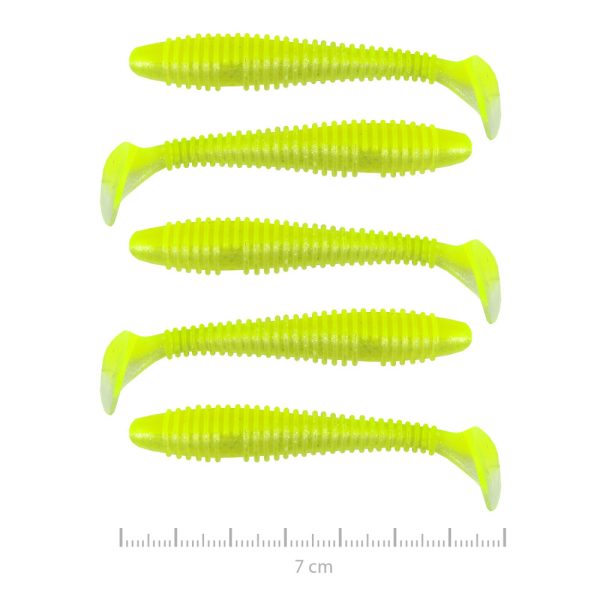 Nevis Vantage Swinger 7cm 2,96gr 5kom/pak Fluo Zelene šljokice II. Plastični mamac
