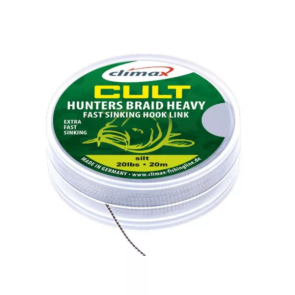 Climax Cult Carp Huntersbraid Heavy Sinking Hooklink 20m 30lb Weed Green Fonott Előkezsinór