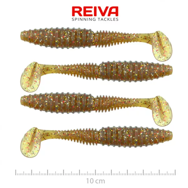 Reiva Zander Power Shad 10cm 7,05gr 4kom/pak (Smeđe šljokice) Plastični mamac