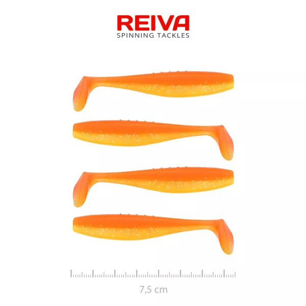 Reiva Flat Minnow Shad 7,5cm Shiny Orange Plastični mamac 4 kom