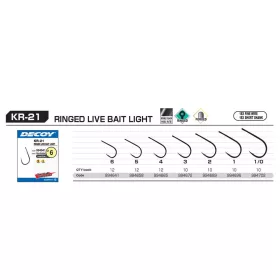   Decoy KR-21 Round Live Bait Light 1 Füles Szakállas Egyágú Ragadozóhalas Horog 12db
