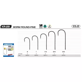   Decoy Worm KR-29 Round Fine 1/0 Füles Szakállas Egyágú Ragadozóhalas Horog 5db