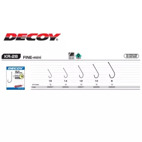   Decoy Worm KR-28 Fine Mini 8 Füles Szakállas Egyágú Ragadozóhalas Horog 18db