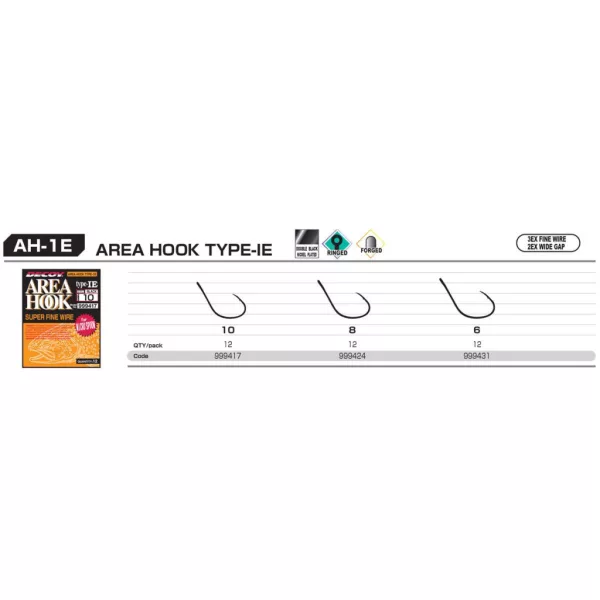 Decoy Area Type AH-1E #6 Füles Szakállas Egyágú Ragadozóhalas Horog 12db
