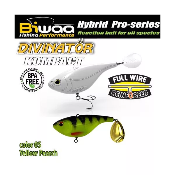 Biwaa Divinator Kompact 90 9cm 55gr 05 Yellow Perch Spinnertail 1db