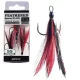 BKK Feathered Spear-21 SS 4 S ušima, S bradom Crveno-Crna Trokuka udica 3db