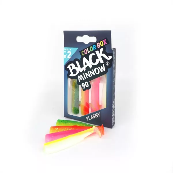FIIISH 4 kom 90mm Black Minnow tijelo u živim bojama: Green/Orange - Orange/Yellow - Fluo Yellow - Plastični mamac