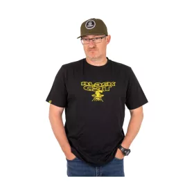 Black Cat Distressed Logo Black Tee Majica M