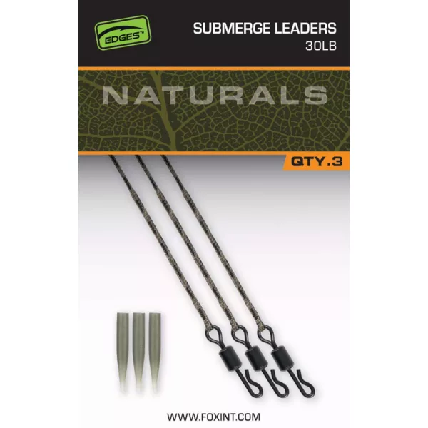 Fox Edges Naturals Submerge Leaders 30lb Leader bez olova 3 komada