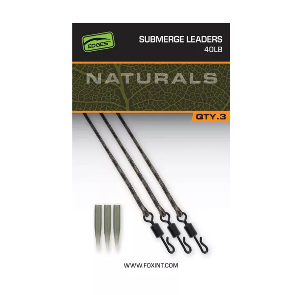 Fox Edges Naturals Submerge Leaders 40lb Leader bez olova 3 komada