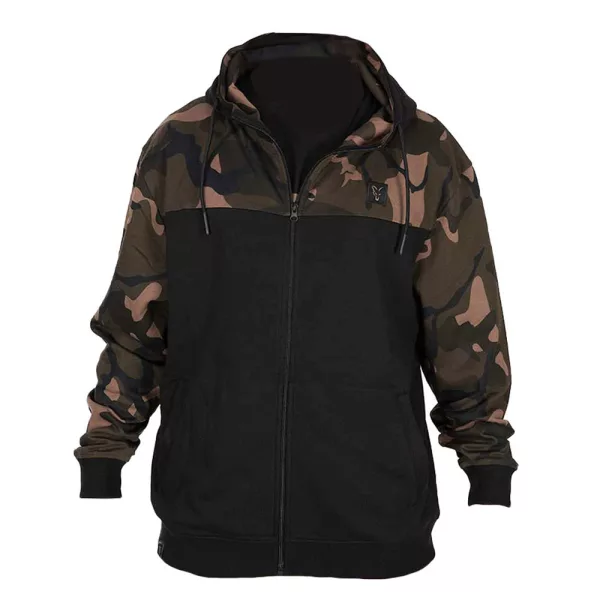 Fox LW Crno-camo Split Zip Hoody Pulover s kapuljačom na patentni zatvarač XL