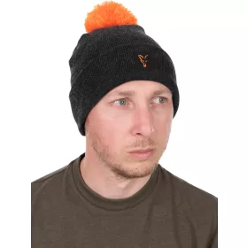 Fox Collection Bobble Hat Crno-narančasta kapa s cofom