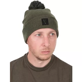 Fox Collection Bobble Hat Zeleno-crna kapa s cofom