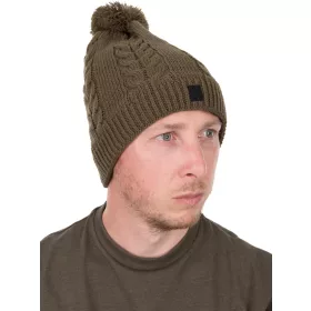 Fox Khaki Knitted Bobble Kapa s cofom