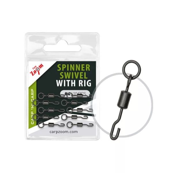 Carp Zoom Spinner Swivel Matt Fekete 4 Mikrogyűrűs Gyorskapocs 10db