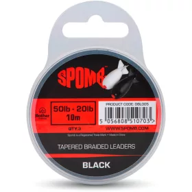   Spomb Tapered Braided Leaders Crni pleteni zadebljani 0,38mm-0,20mm predvez za bacanje 3 komada