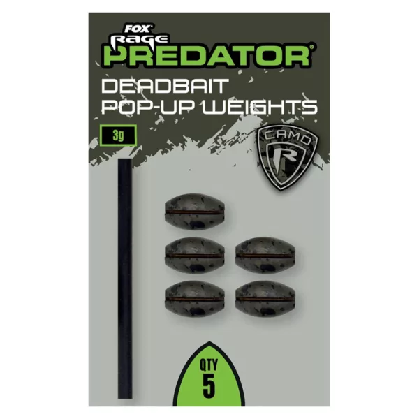 Fox Rage Predator Camo Deadbait Pop-up Weights Težina za predvez 3gr 5 kom