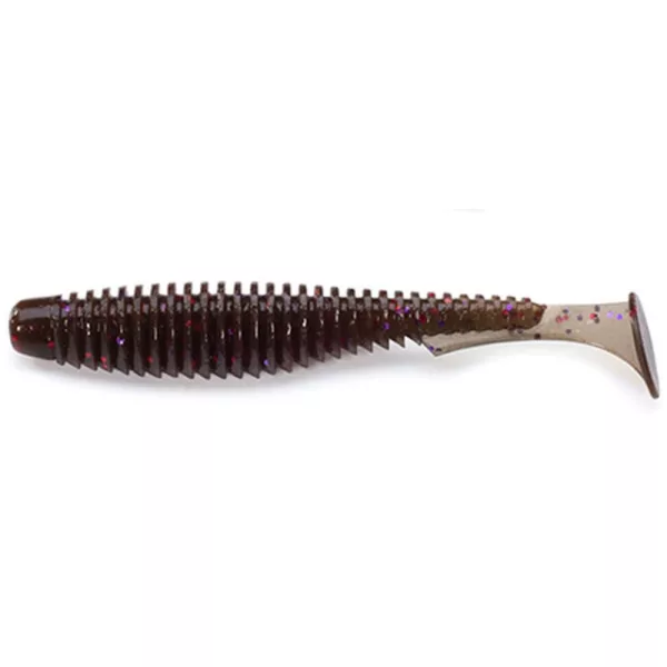 FISHUP U-Shad 6,35cm (9pcs.), #050 - Green Pumpkin Brown/Red & Purple Plastična varalica