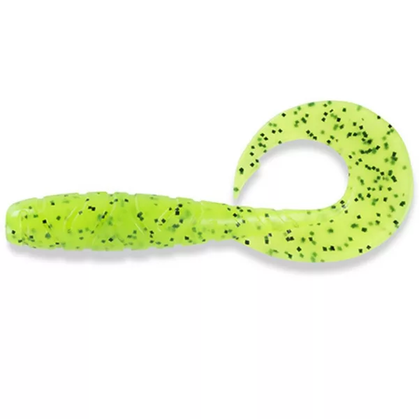 FISHUP Mighty Grub 11,43cm (4pcs.), #055 - Chartreuse/Crna Plastični mamac