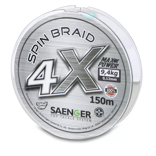 Saenger 4X Spin Braid Szürke 0,18mm 150m Fonott Főzsinór