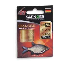 Saenger Bream 12 Lapkás, Szakállas Előkötött Horog 10db