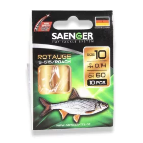 Saenger Roach 12 Lapkás, Szakállas Előkötött Horog 10db