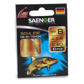 Saenger Tench 14 Lapkás, Szakállas Előkötött Horog 10db