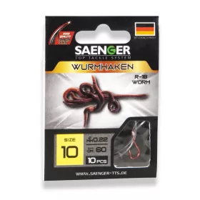   Saenger Wormhook 2 Lapkás, Szakállas Előkötött Horog 10db