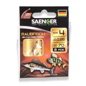 Saenger Predator 4 Füles, Szakállas Előkötött Horog 8db